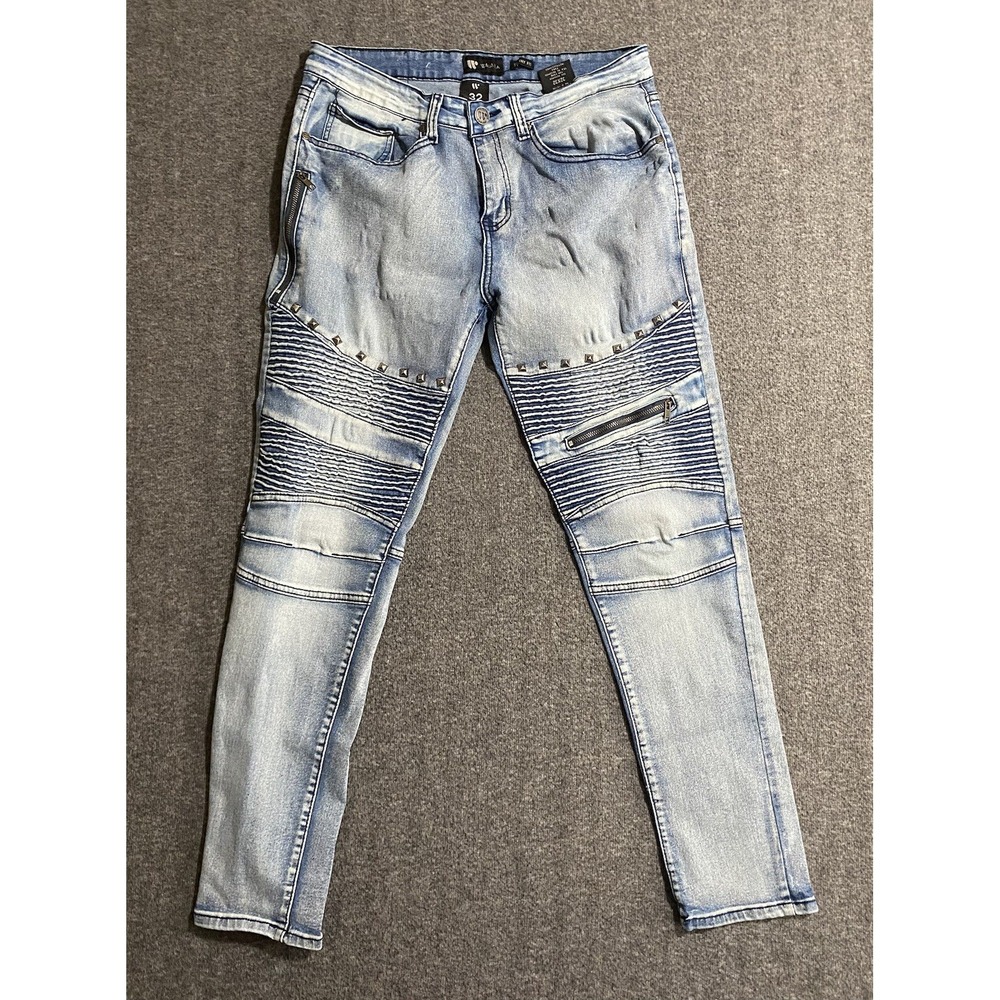 Waimea Men's Jeans Multi Patch Paint Work Skinny Fit Size Waist 32x32